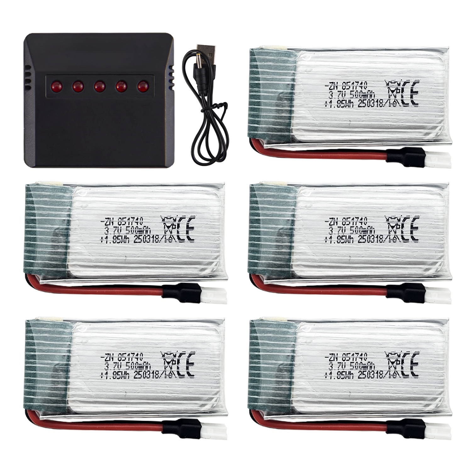 5Pcs 3.7V 500mAh LiPo Batterie – Drone Power Bank recenzja i cena