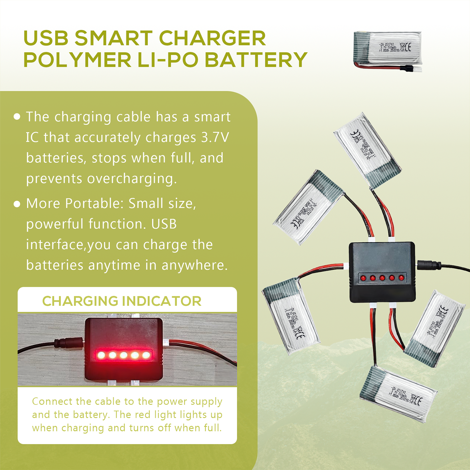 5Pcs 3.7V 500mAh LiPo Batterie – Drone Power Bank recenzja i cena